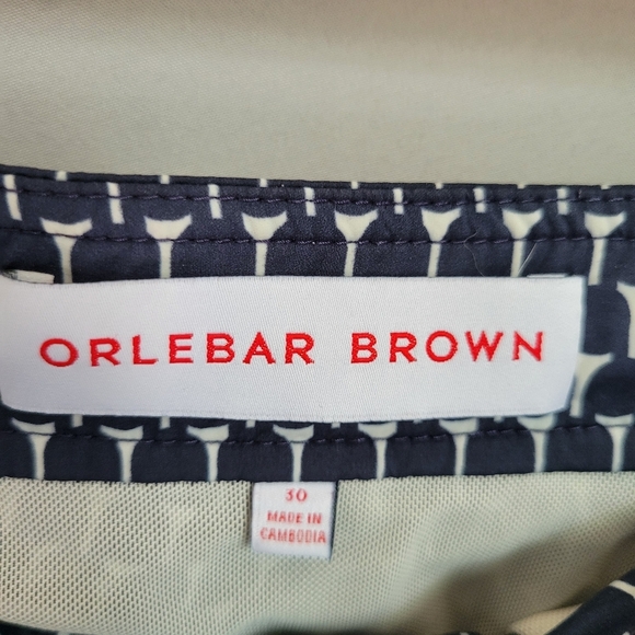 Orlebar Brown Navy and White Paterned Bulldog Swim Shorts - Picture 12 of 13